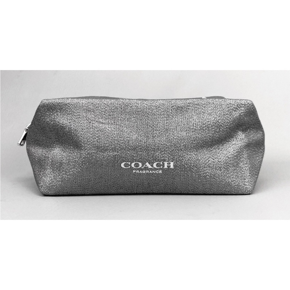 NWOT Coach Silver Shimmering Fabric Cosmetic/Fragrance Pouch Bag